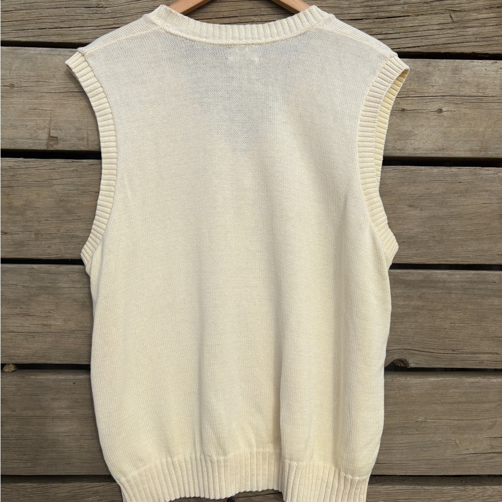 Vintage Susan Ed’s Preppy Ivory Knit Sweater Vest Sz Lg - Picture 9 of 12